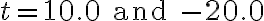 t=10.0 \text { and }-20.0