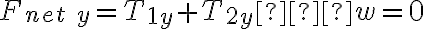 F_{net\ y}=T_{1y}+T_{2y}−w=0