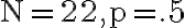 \mathrm{N}=22, \mathrm{p}=.5