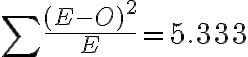 \sum \frac{(E-O)^{2}}{E}=5.333