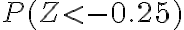 P(Z < -0.25)