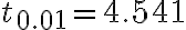 t_{0.01}=4.541