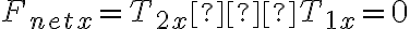 F_{netx}=T_{2x}−T_{1x}=0