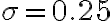 \sigma=0.25