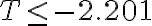 T \leq-2.201
