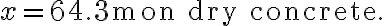x=64.3 \mathrm{~m} \, \text{on dry concrete.}
