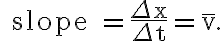 \text { slope }=\frac{\Delta x}{\Delta t}=\bar{v}.