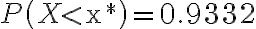 P\left(X < \mathrm{x}^{*}\right)=0.9332