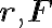 \mathbf{r}, \mathbf{F}