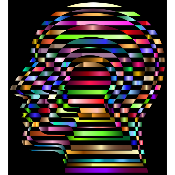 Prismatic silhouette of head.
