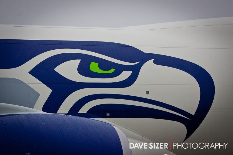 Seattle Seahawks logo on airplane