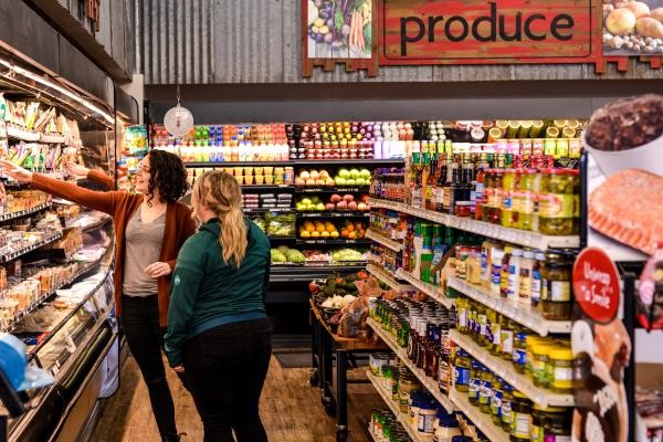 Shoppers in a grocery store