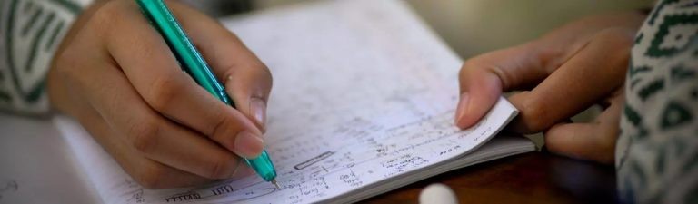  A student writing