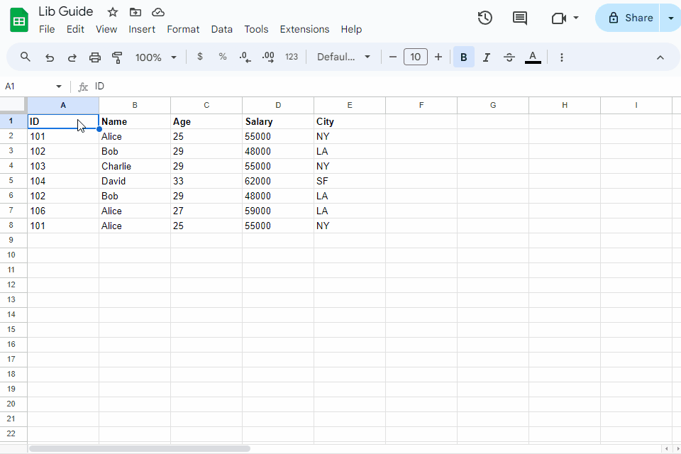 Google Sheets 
