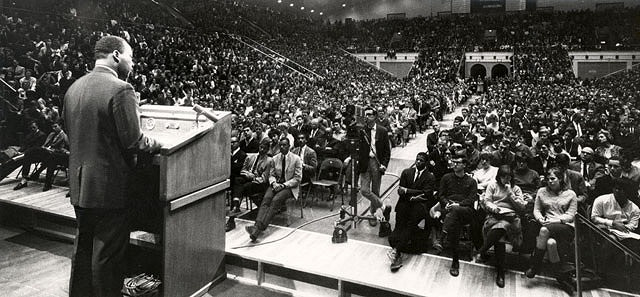 Penn State – MLK speaking to a crowd at Rec Hall